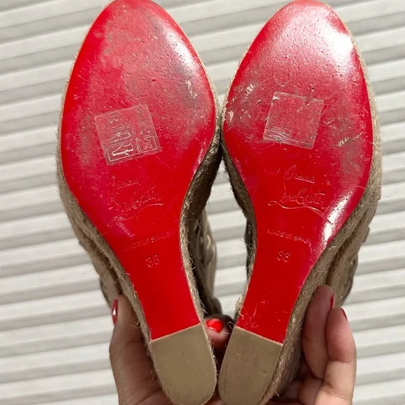🌺CHRISTIAN LOUBOUTIN🌺 Tramontagne Red Sole Wedge
Sandal Beige Size:38 - Picture 14 of 14